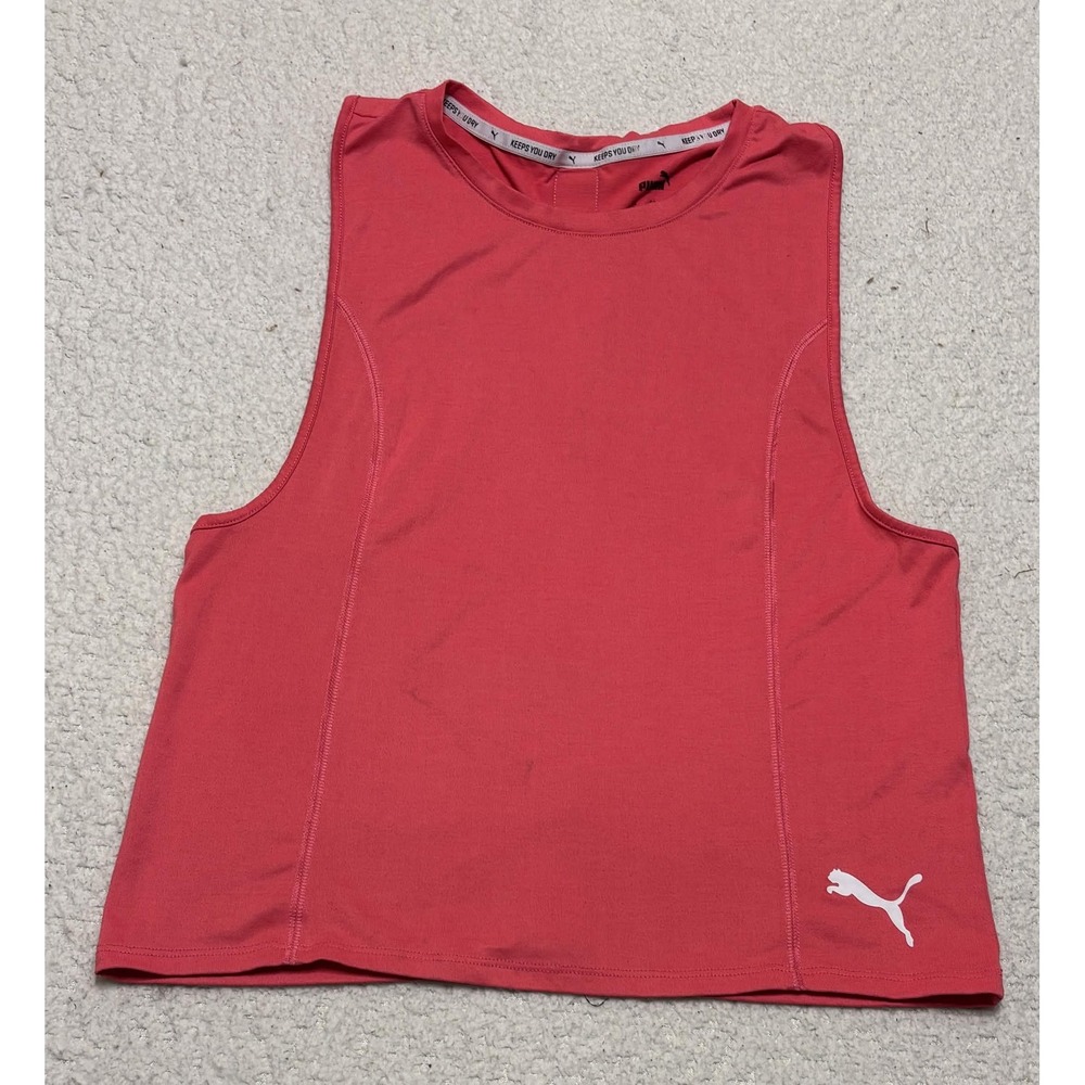 PUMA Womens Tank Top Athletic Size S Pink Racerback Keeps YOU DRY Solid Knit